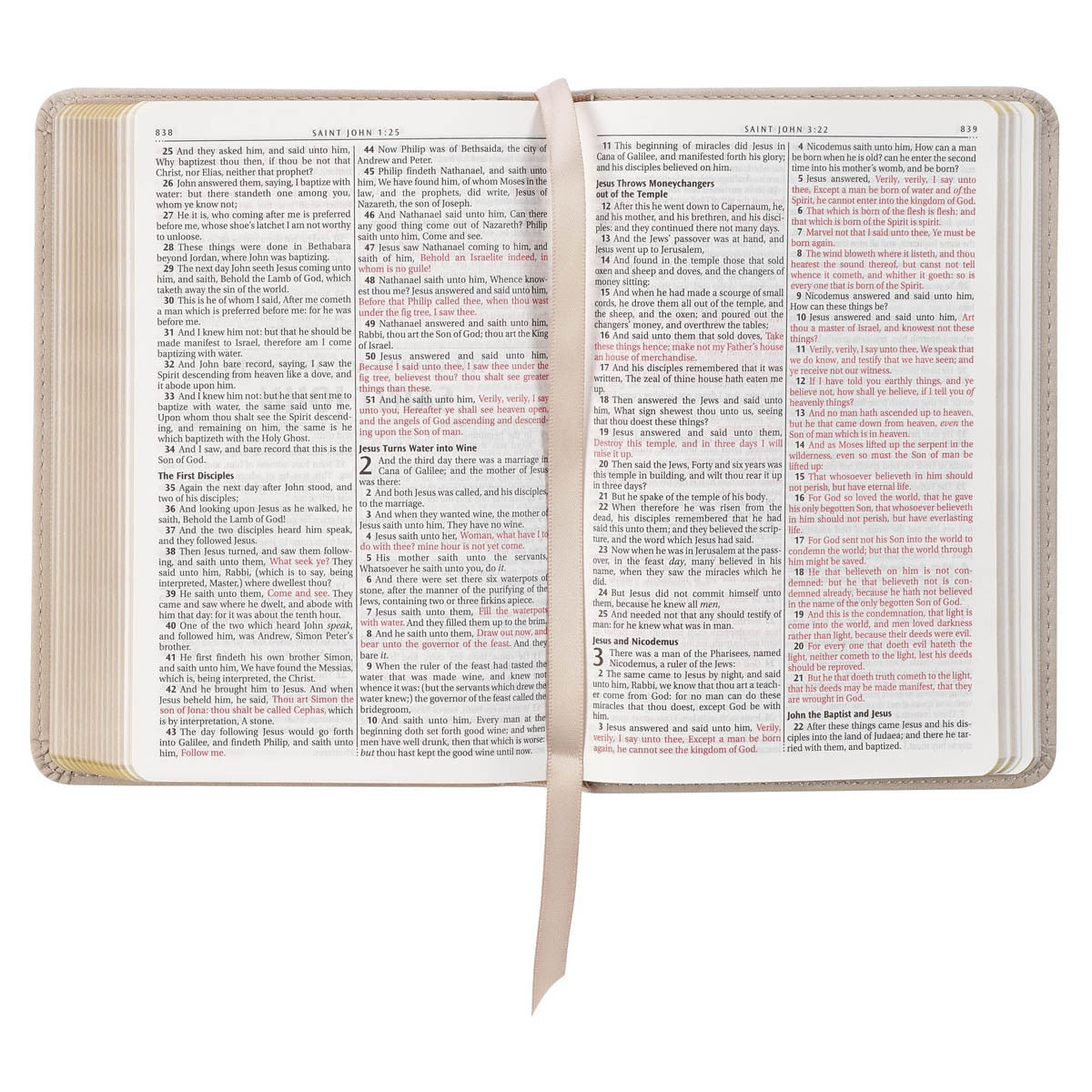 Taupe Bouquet Faux Leather Compact King James Version Bible