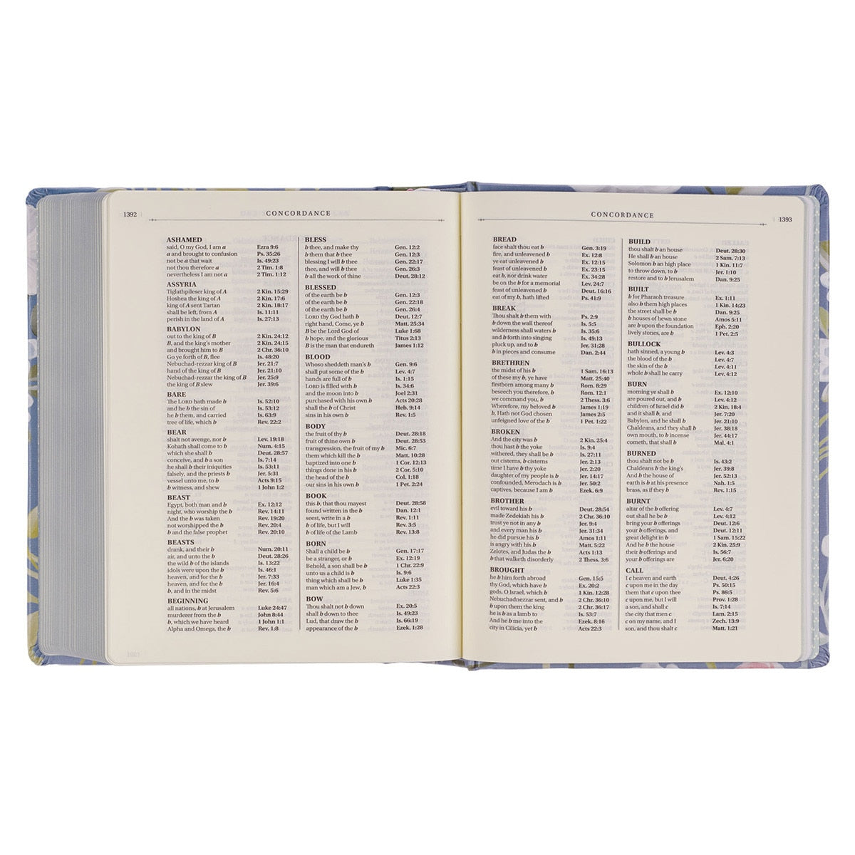 Blue Floral Hardcover Flora Collection Faux Leather King James Version Note-taking Bible - Colossians 3:2
