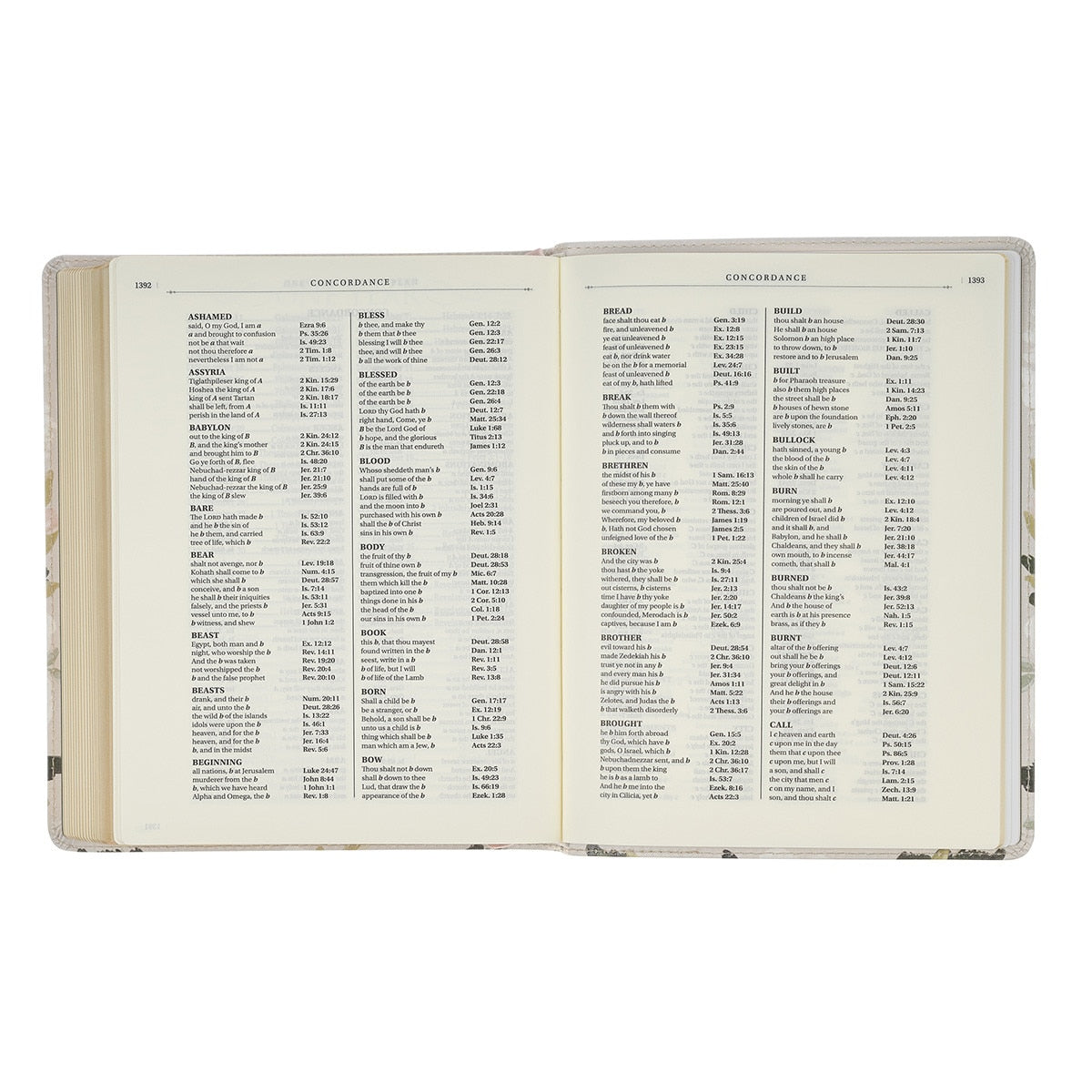 Cream Floral Faux Leather KJV Note-taking Bible - Psalm 91:4