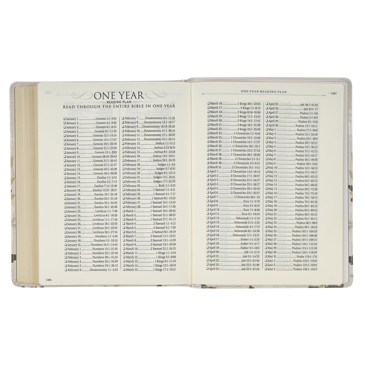 Cream Floral Faux Leather KJV Note-taking Bible - Psalm 91:4