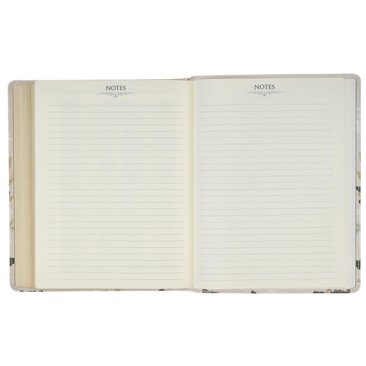 Cream Floral Faux Leather KJV Note-taking Bible - Psalm 91:4