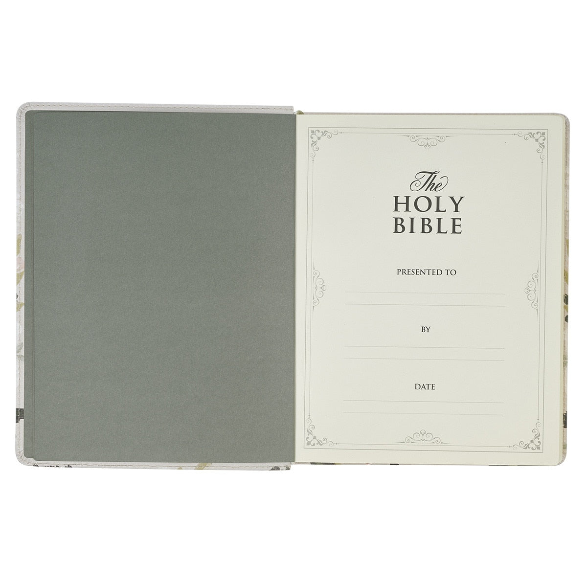 Cream Floral Faux Leather KJV Note-taking Bible - Psalm 91:4