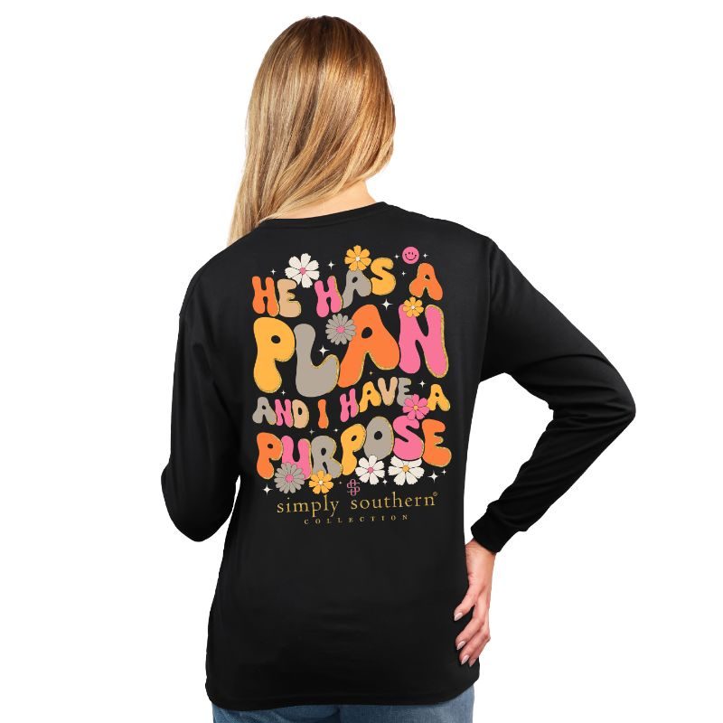 FINAL SALE - Simply Southern - He Has a Plan & I Have a Purpose Long Sleeve Tee
