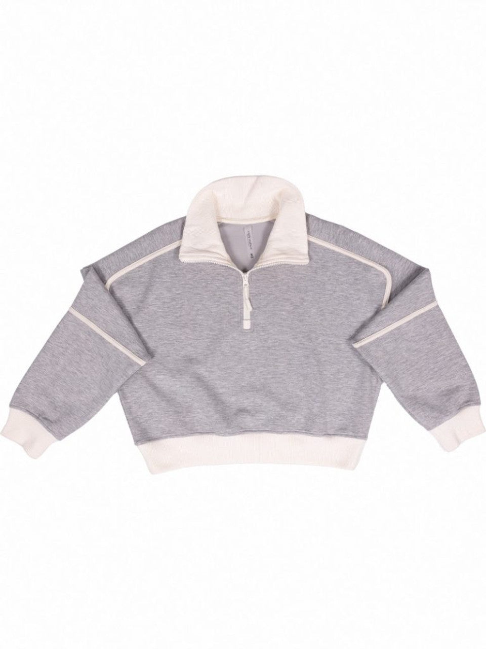 Simply Southern - Contrast Quarter Zip Pullover - Heather Grey / Oatmeal - 2025