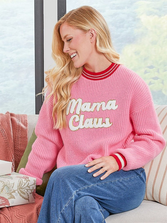 Simply Southern MAMA CLAUS Varsity Sweater