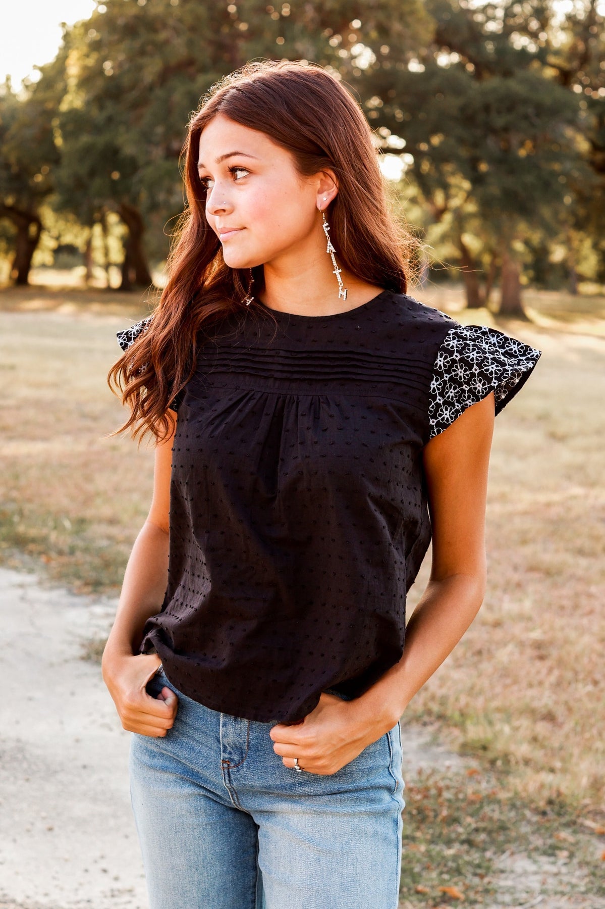 FINAL SALE - The Step Above Ruffle Top - Black