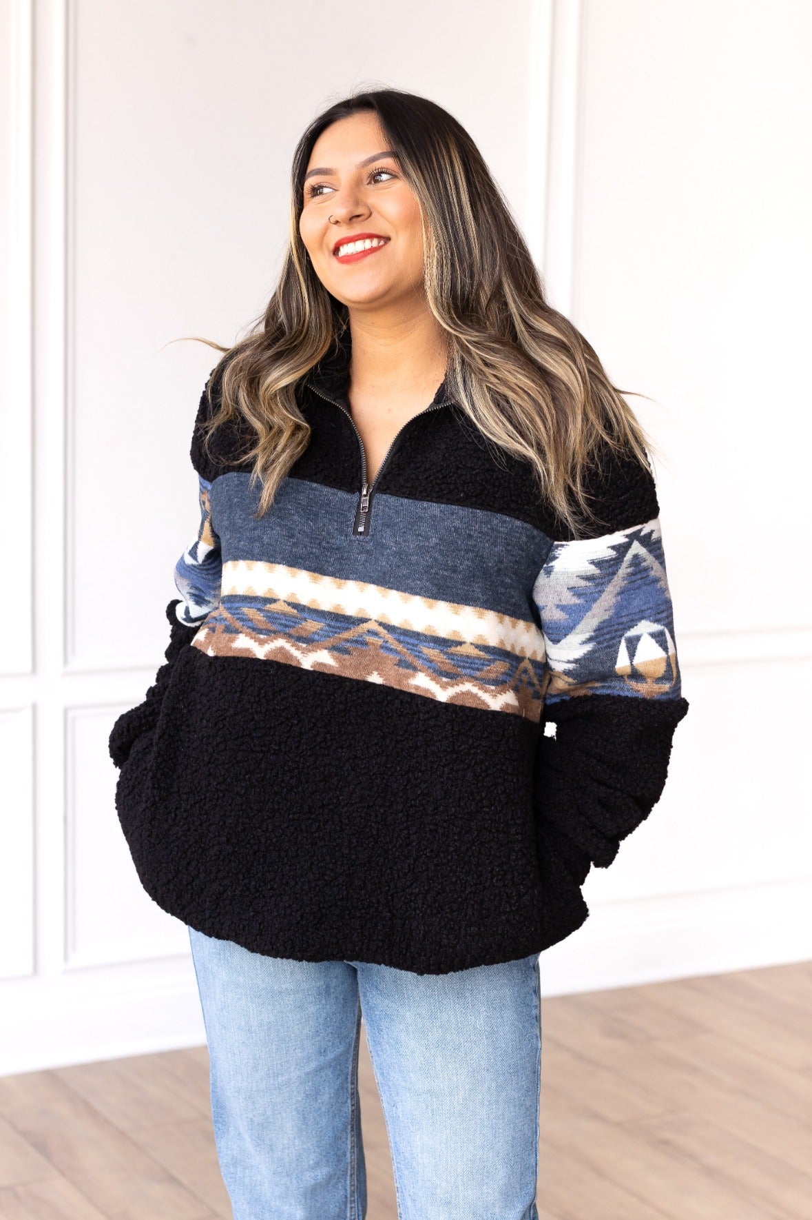 FINAL SALE - The Mountain Moments Aztec Sherpa Pullover