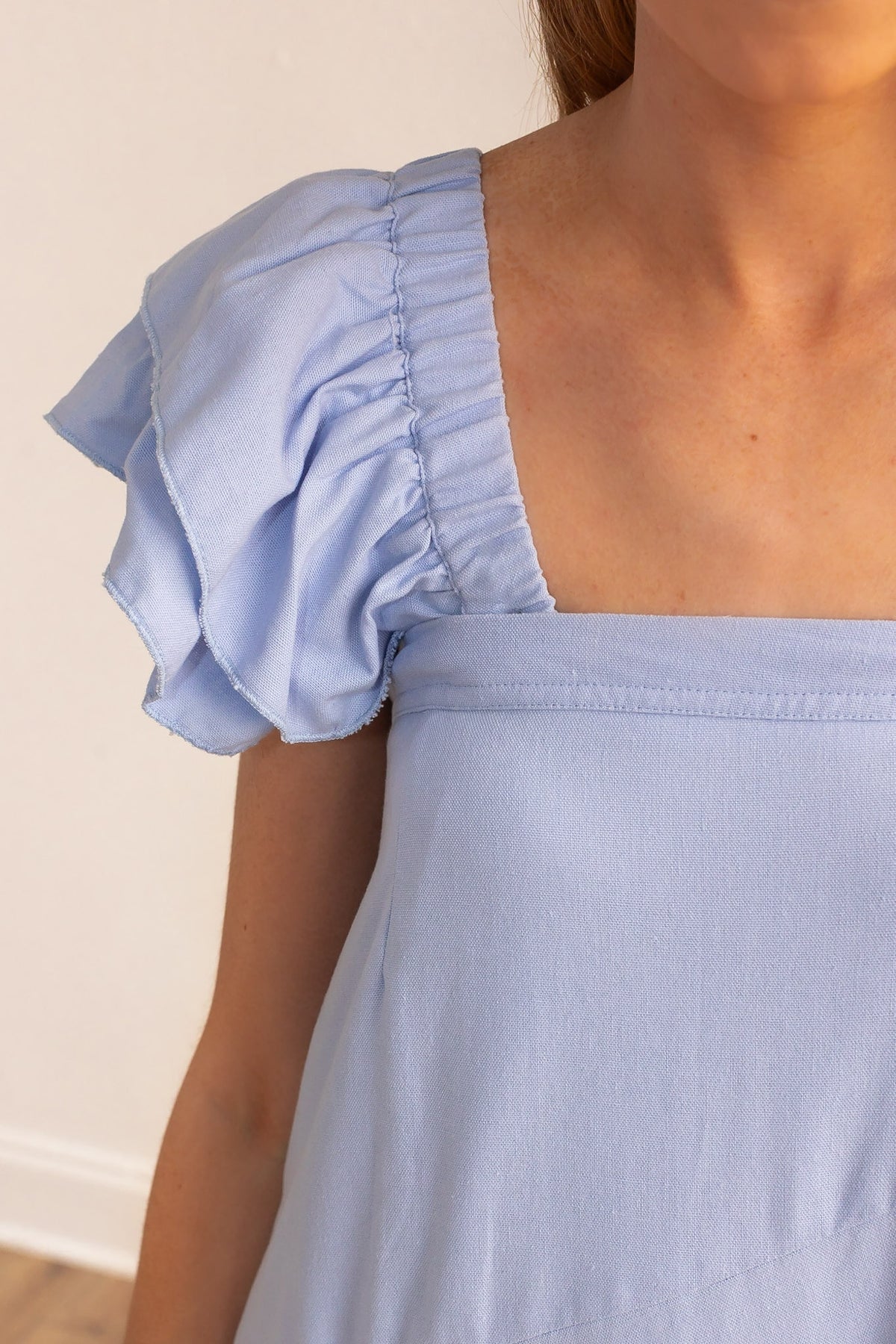 The Stella Linen Verse Dress - Blue