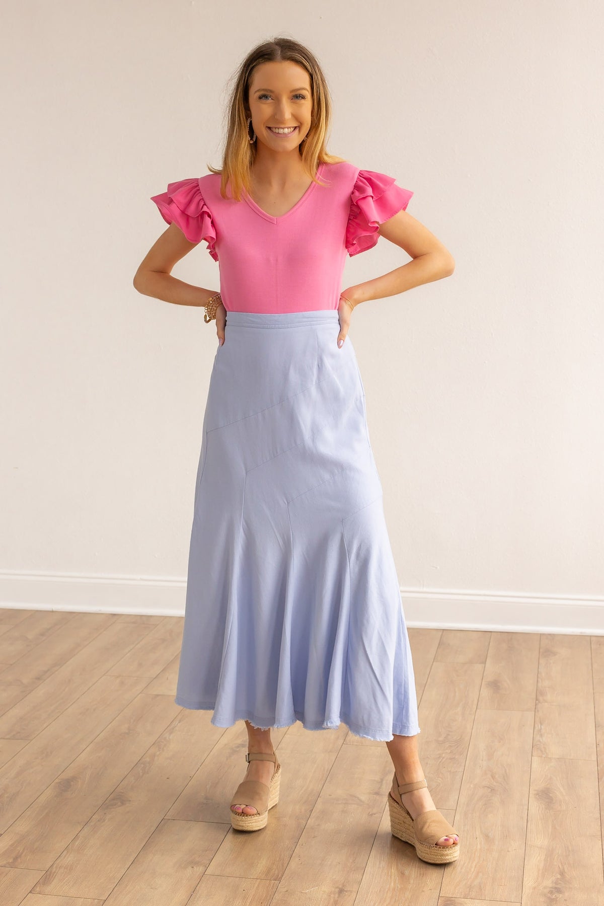 The Stella Linen Verse Dress - Blue