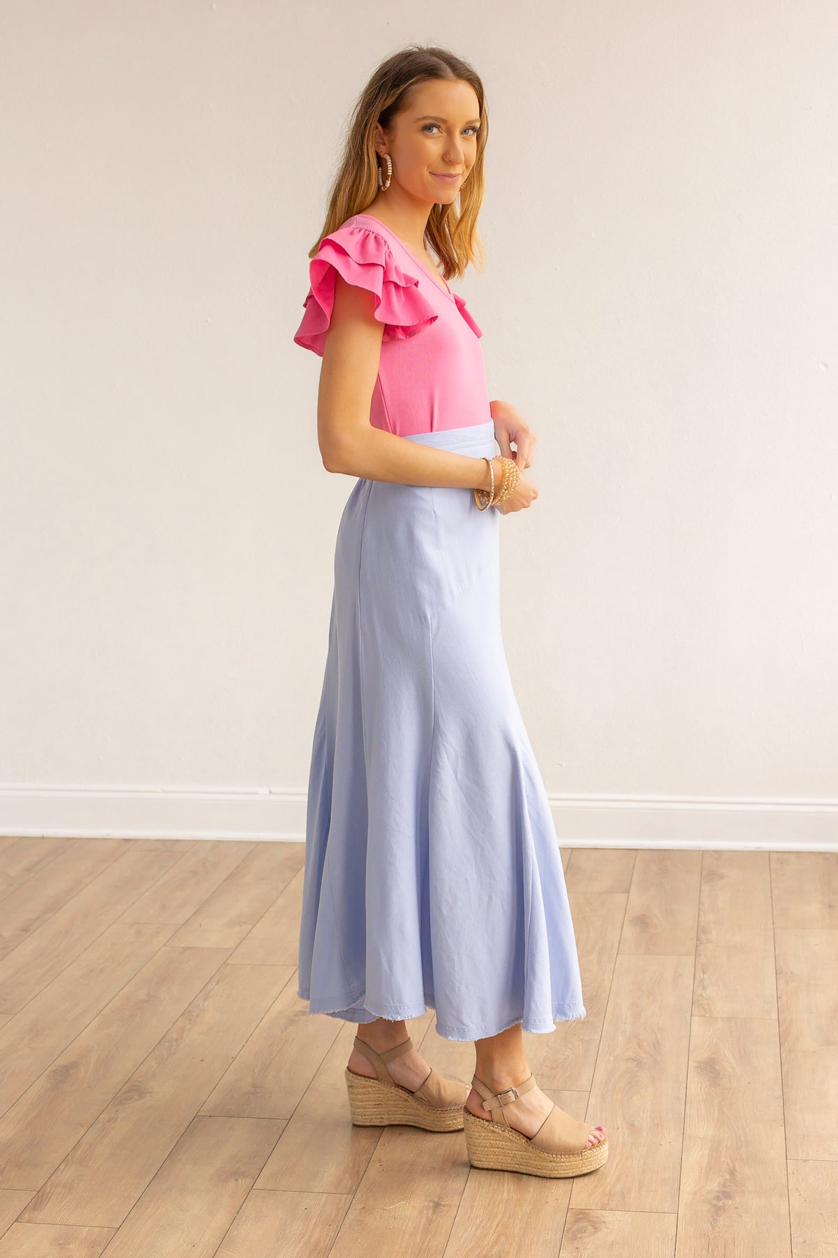 The Stella Linen Verse Dress - Blue