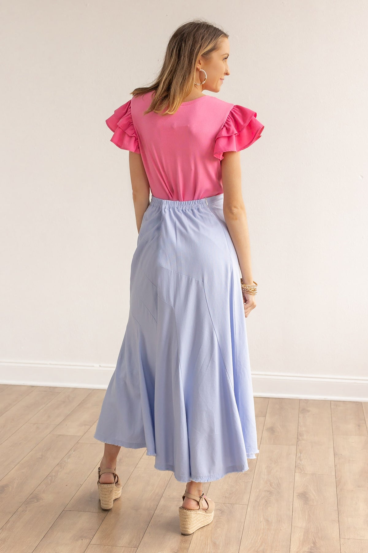 The Stella Linen Verse Dress - Blue