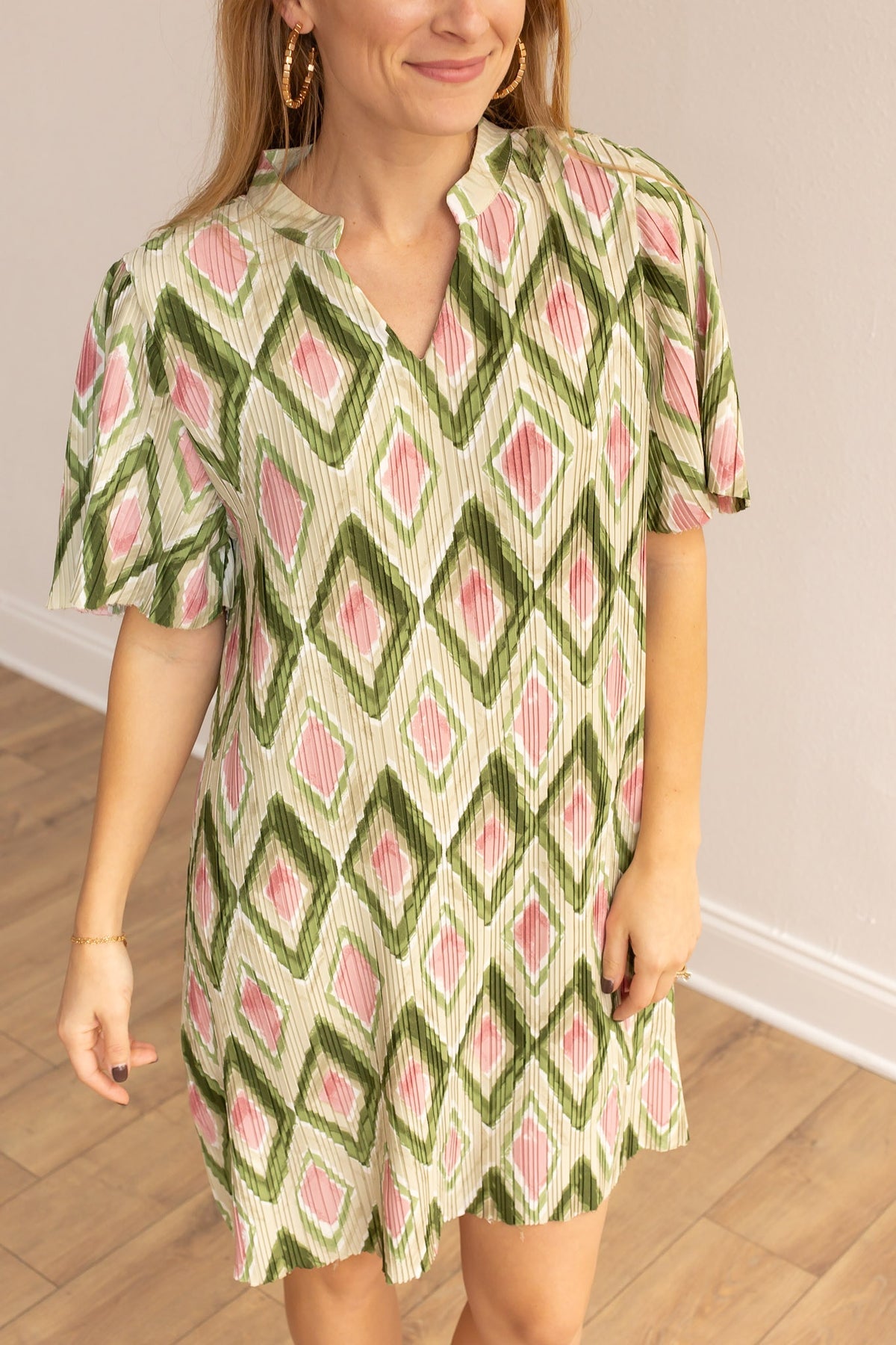 The Geometric Grove Green Dress