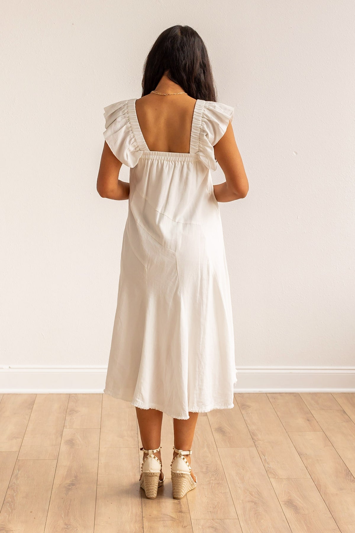 The Stella Linen Verse Dress - White