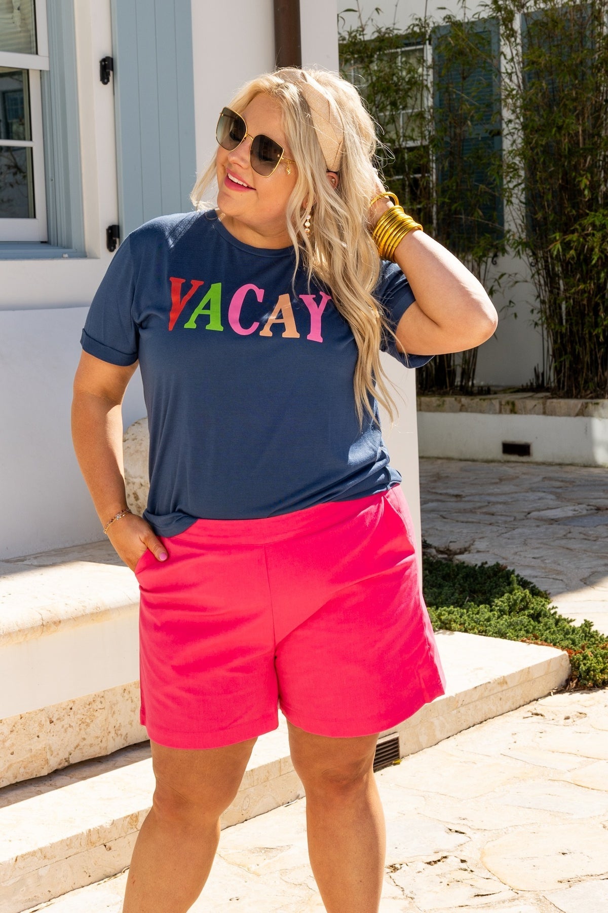 The Breezy Palms Linen Shorts - Pink