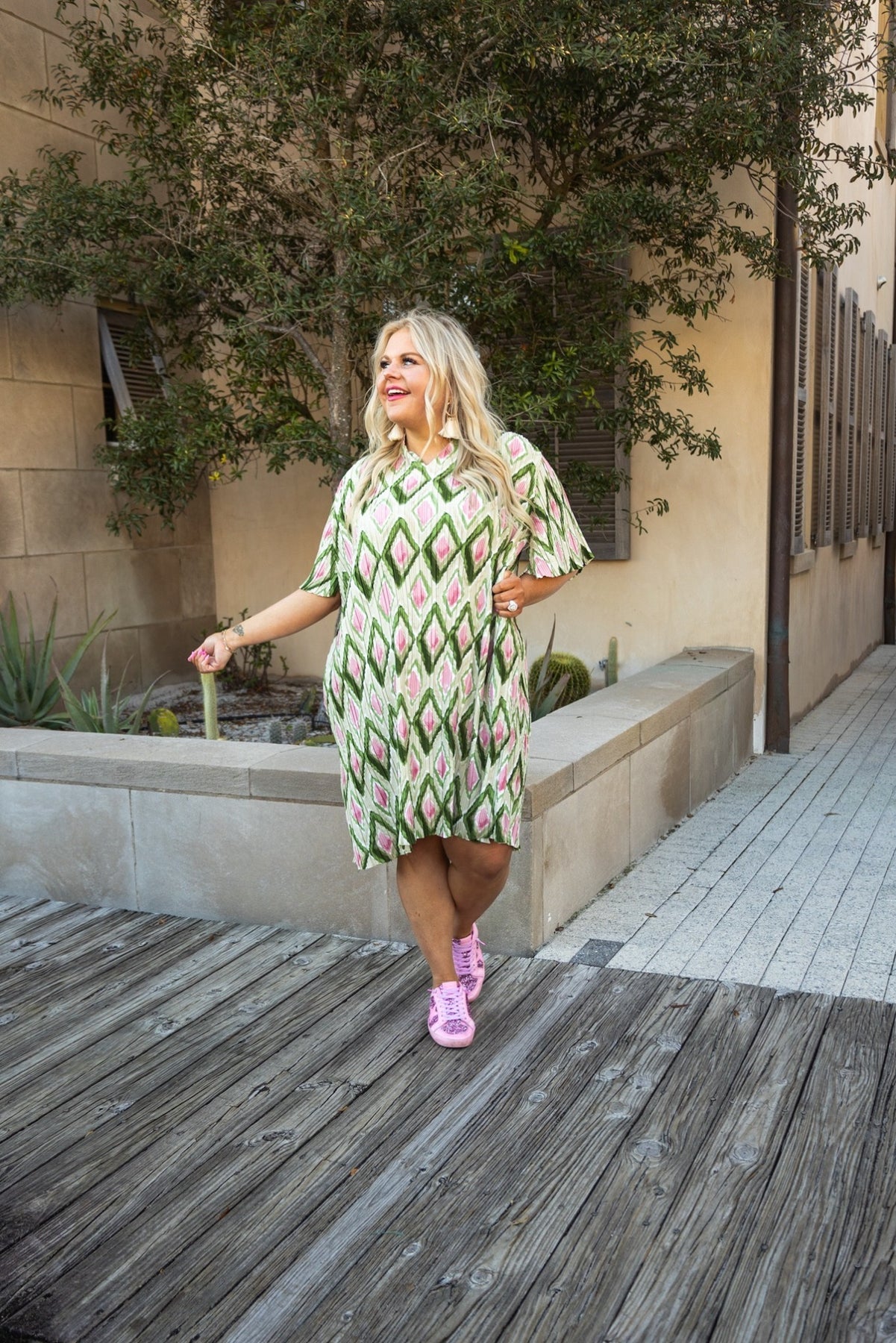 The Geometric Grove Green Dress