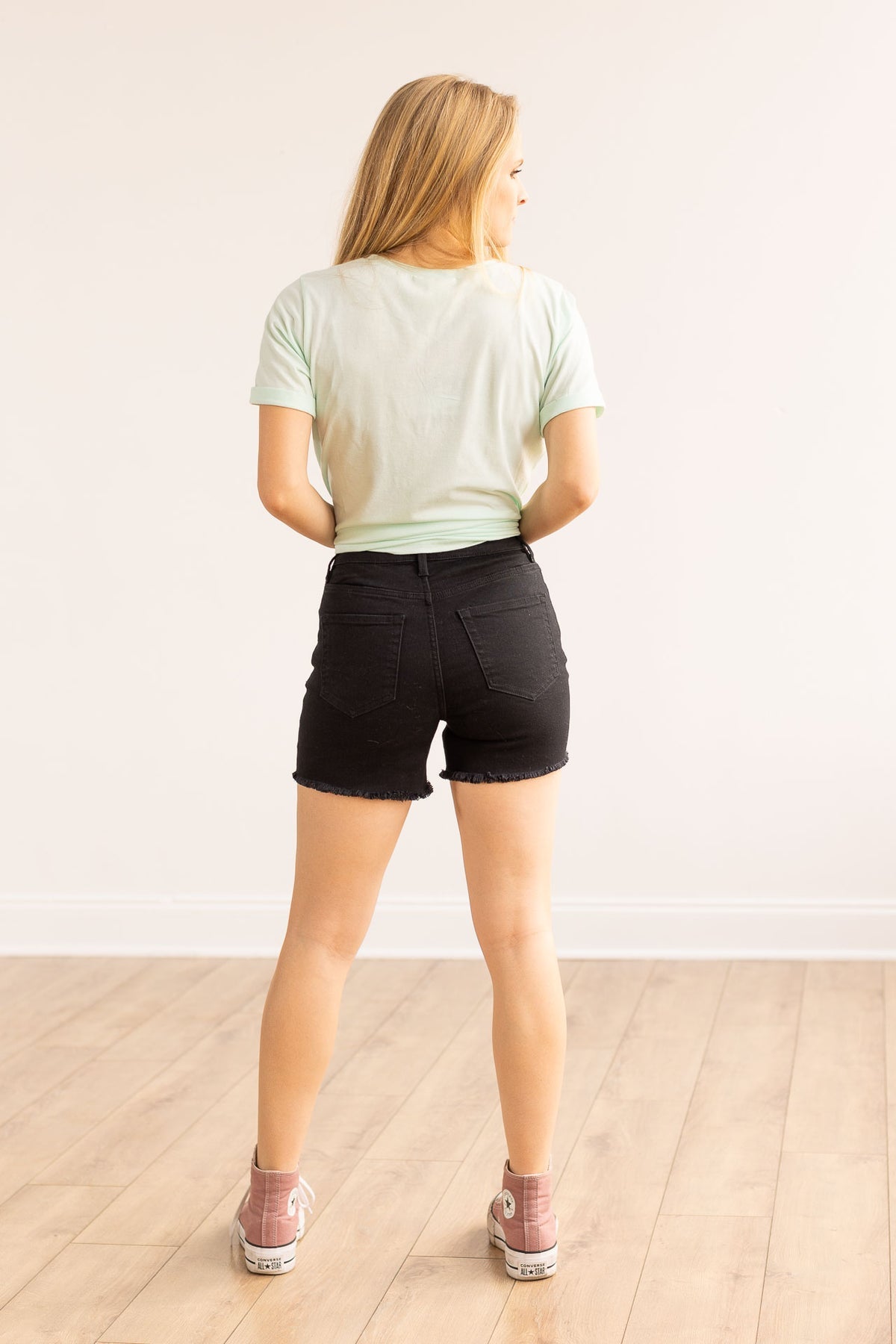 FINAL SALE - The Camren Distressed Denim Shorts - Black