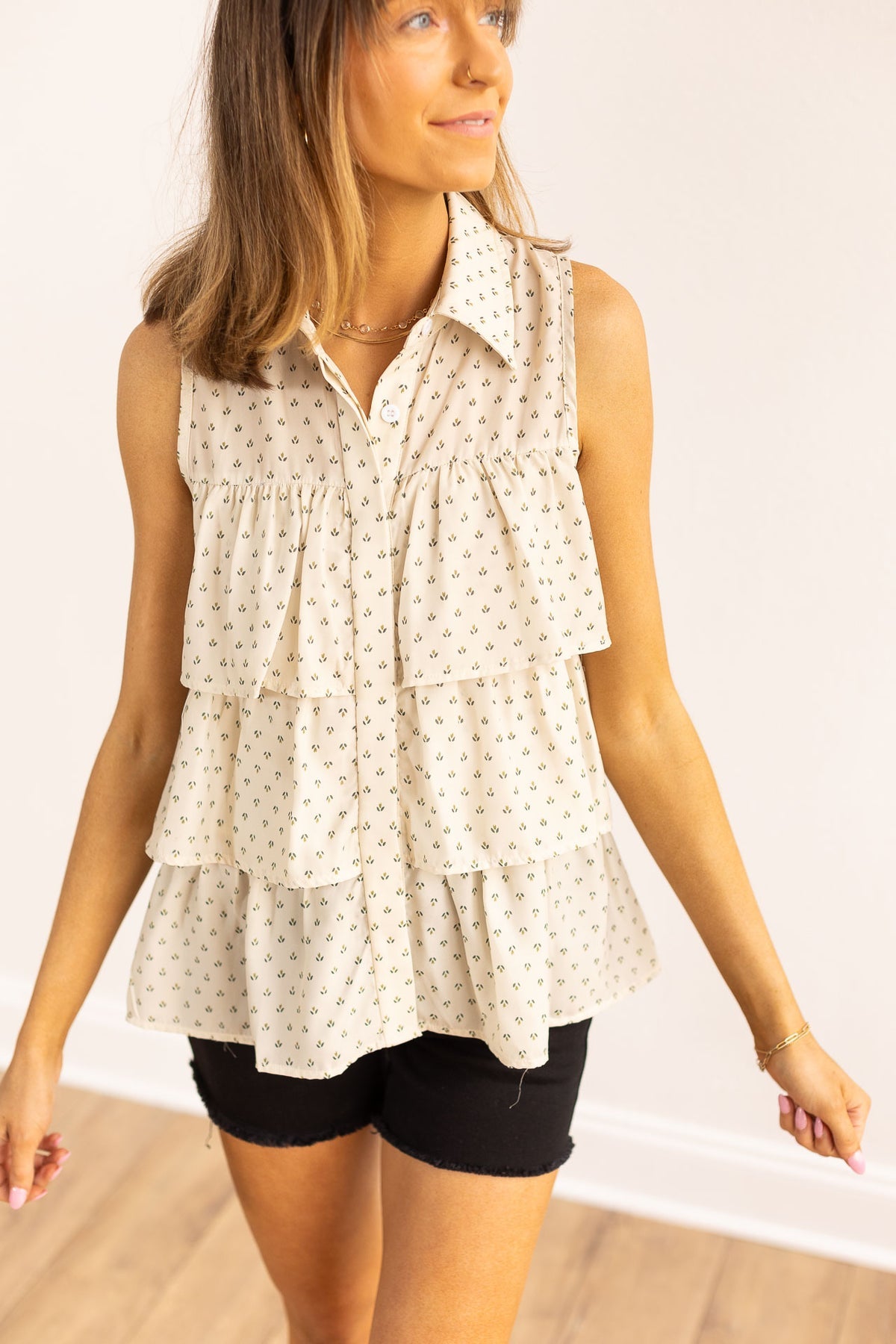 FINAL SALE - The Andrea Ruffle Top - Ivory