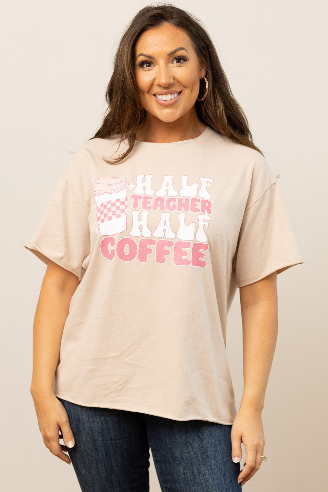 The Half Teacher Half Coffee Oversized Tee