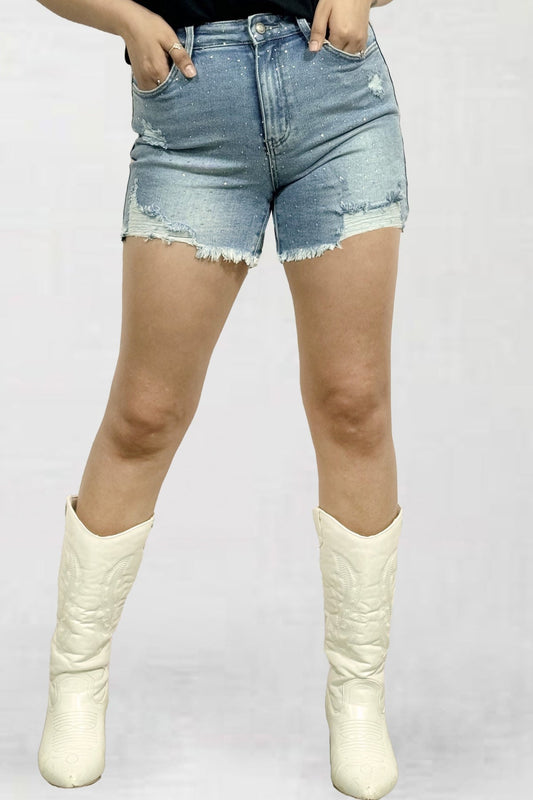 FINAL SALE - The Bonnie Rhinestone Denim Shorts