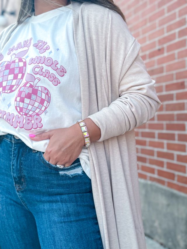 The Haley Square Gemstone Stretch Bracelet - AB