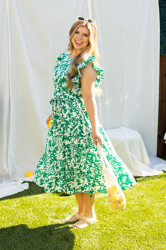 FINAL SALE - The Kinley Dress - Green - *missing button*