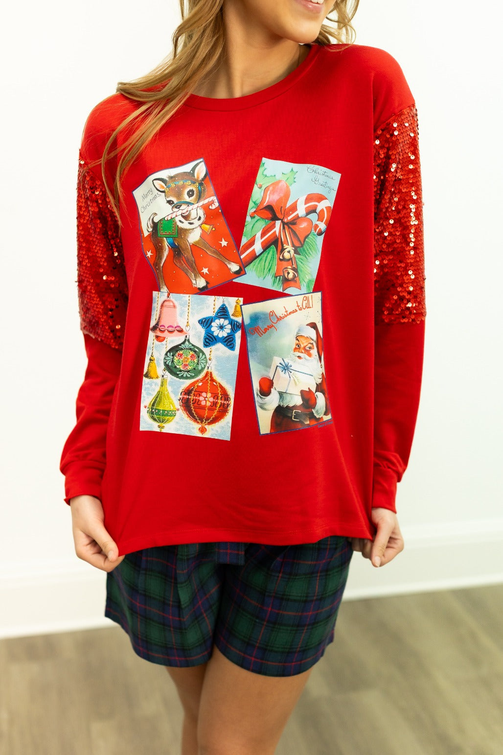 The Christmas Cards Sequin Long Sleeve Top