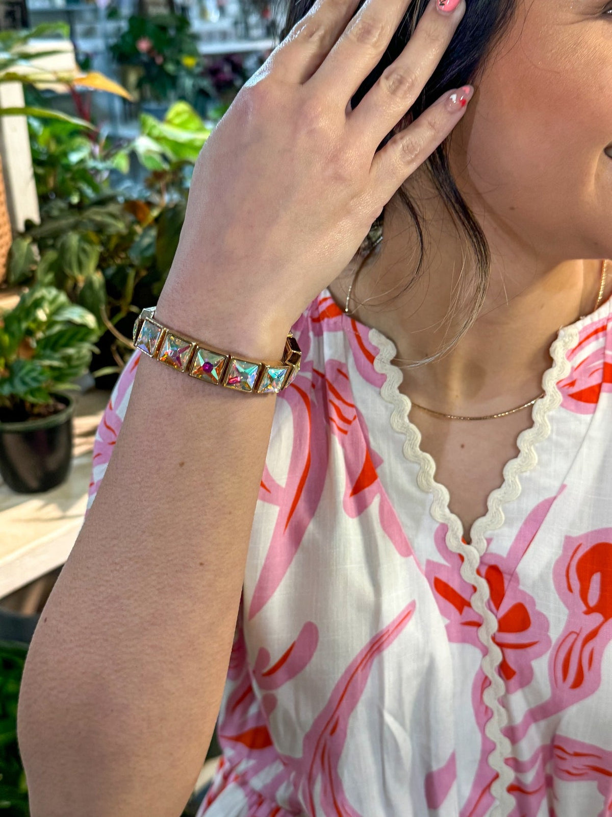 The Haley Square Gemstone Stretch Bracelet - AB