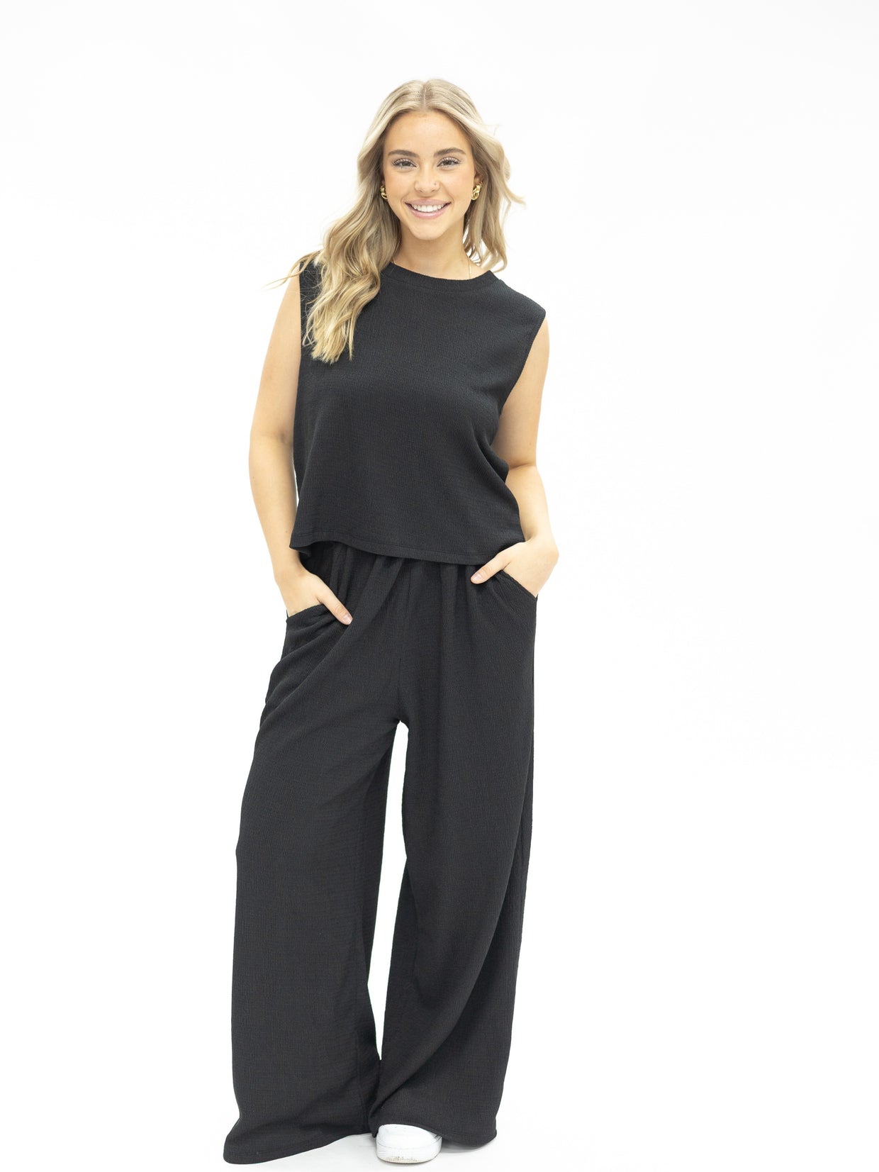 The Earhart Textured Knit Lounge Pants - Black