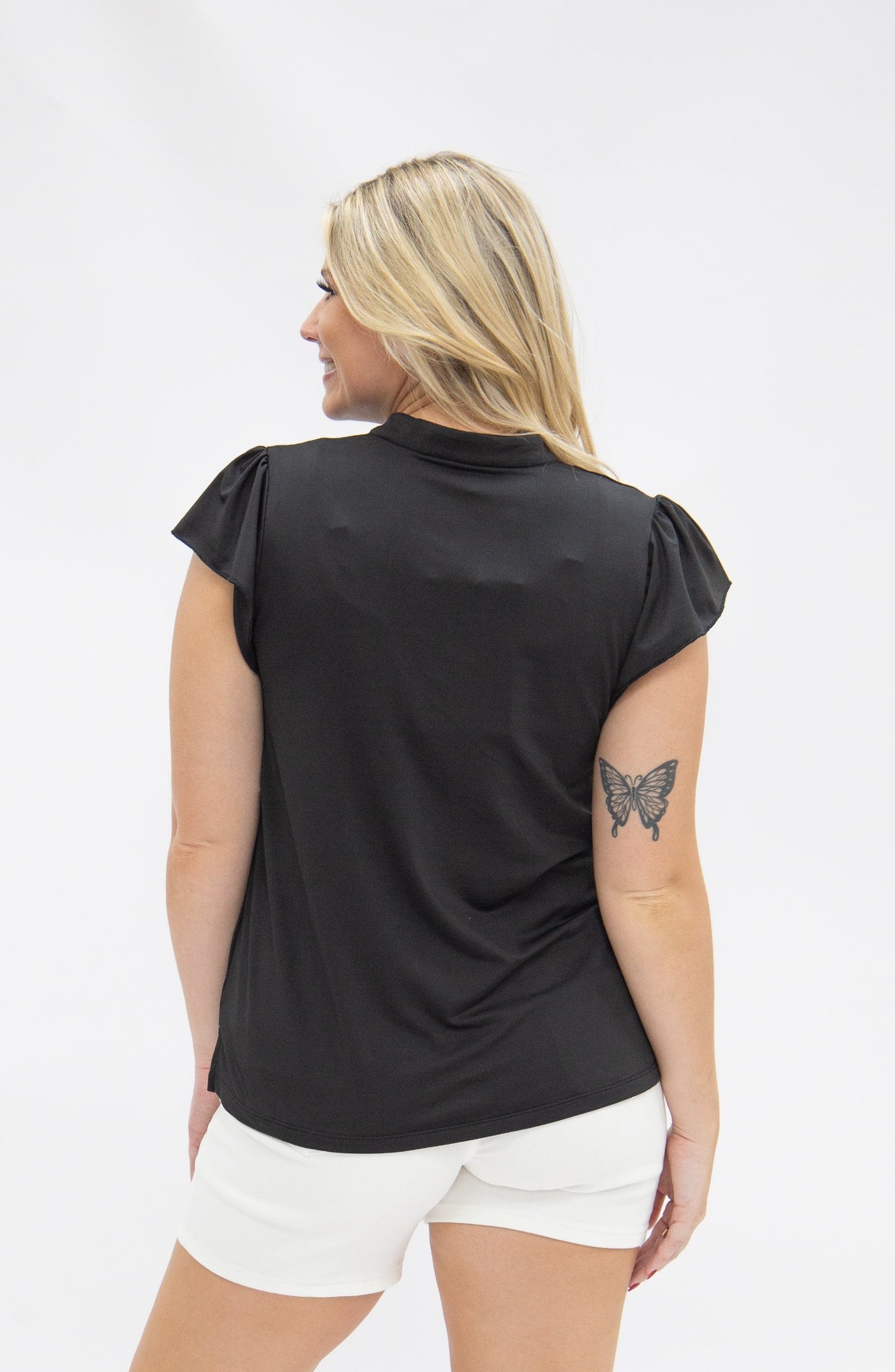 The Nicole V-Neck Top - Black