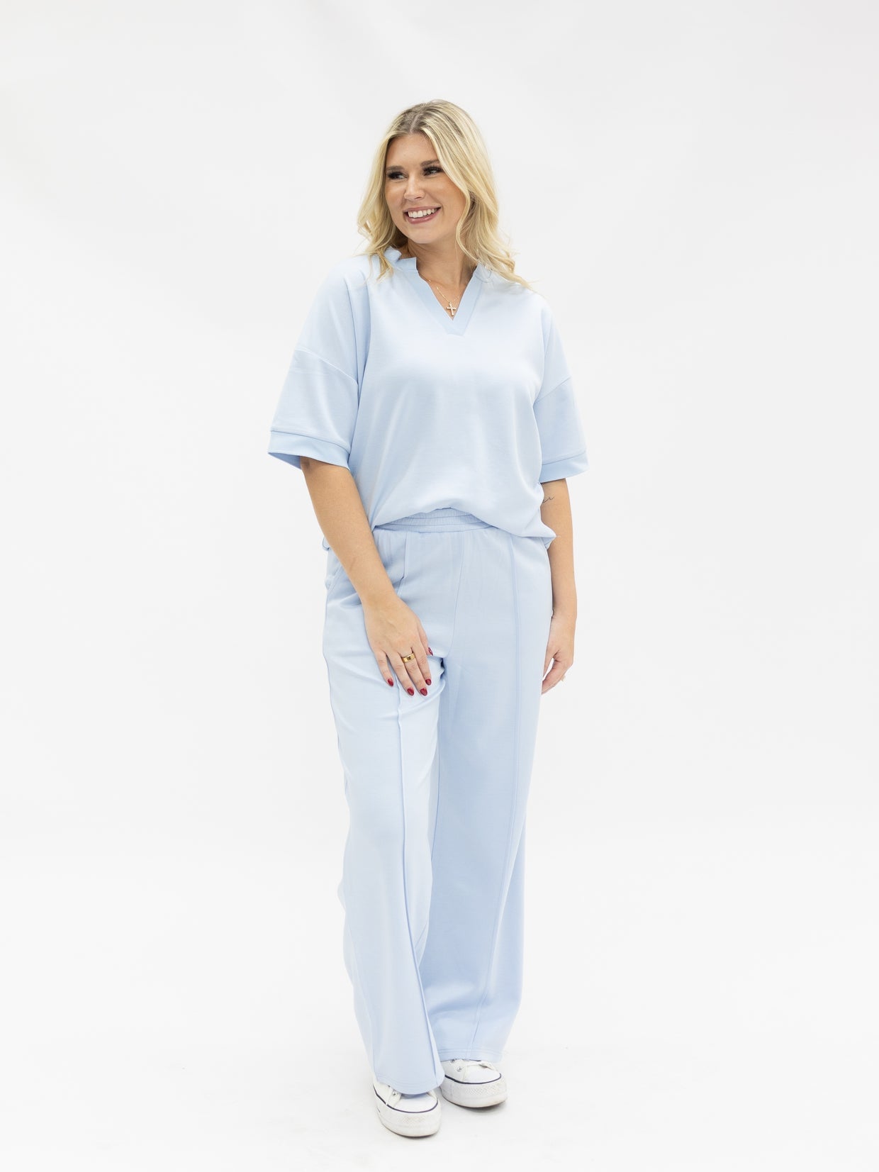 The Remi Butter Soft V-Neck Top - Blue