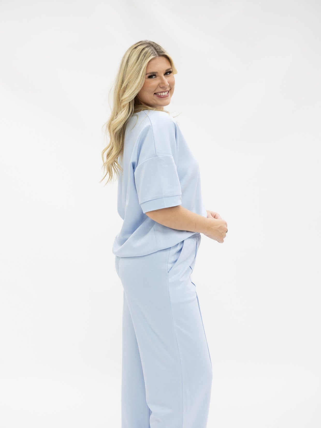 The Remi Butter Soft V-Neck Top - Blue
