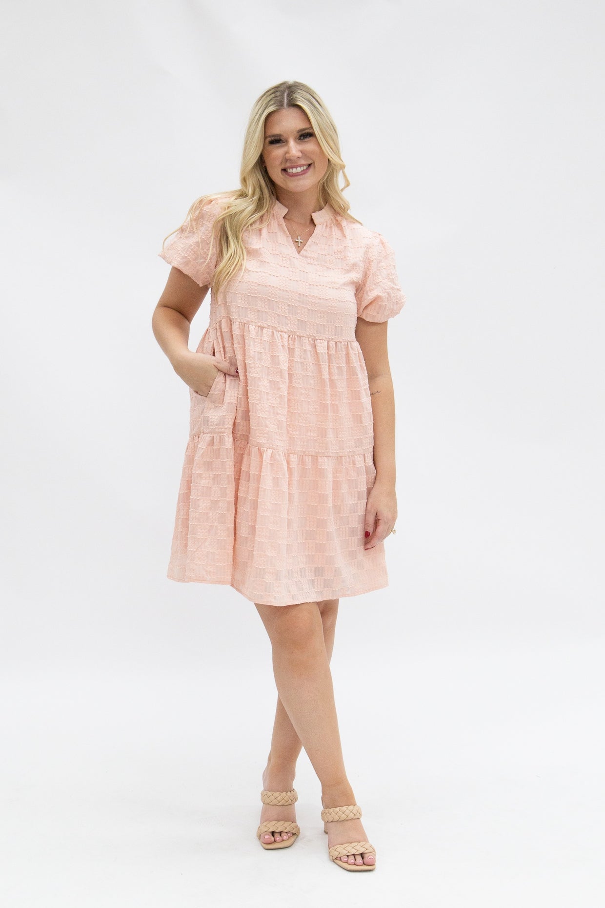 The Cathryn Checkered Dress - Blush