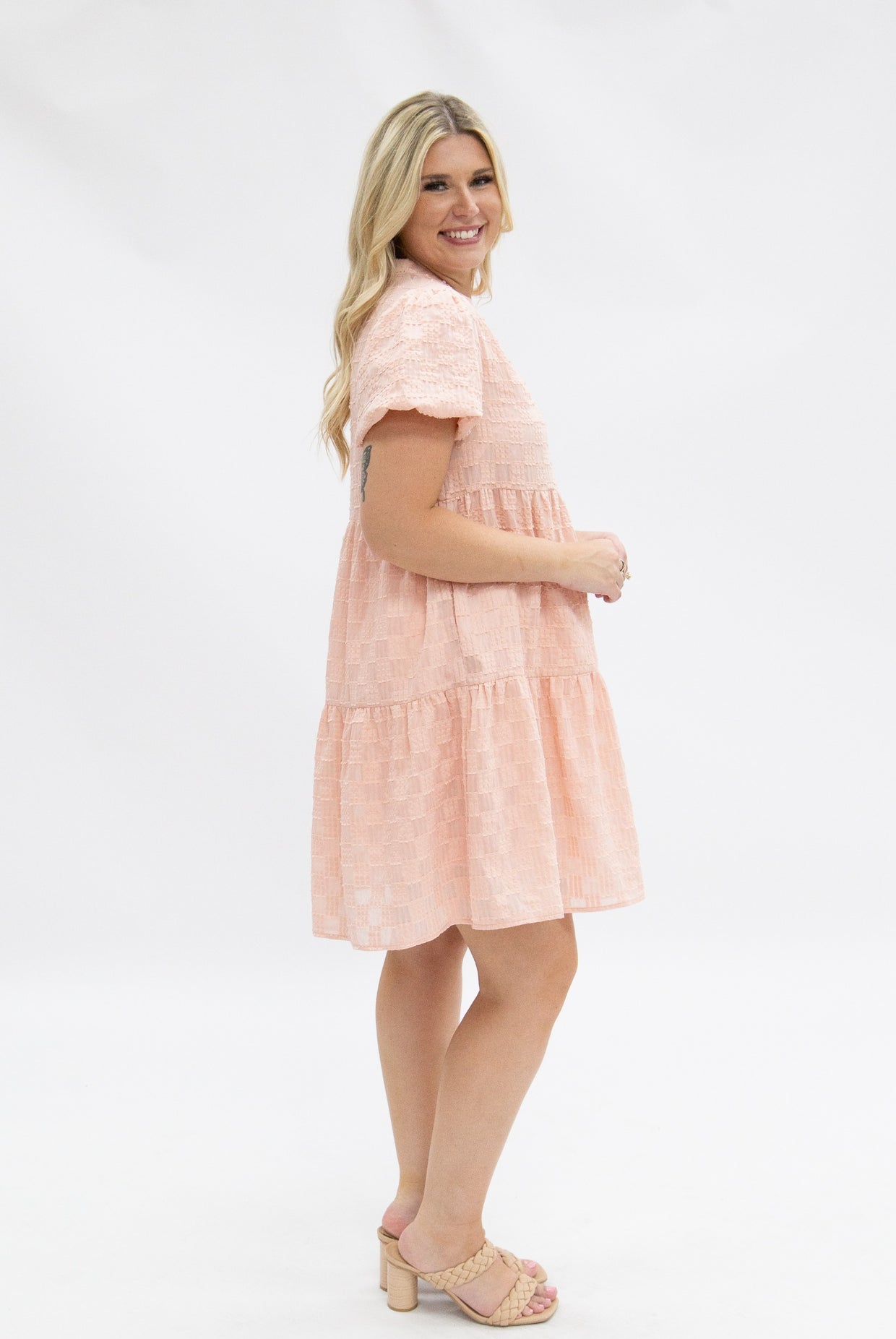 The Cathryn Checkered Dress - Blush