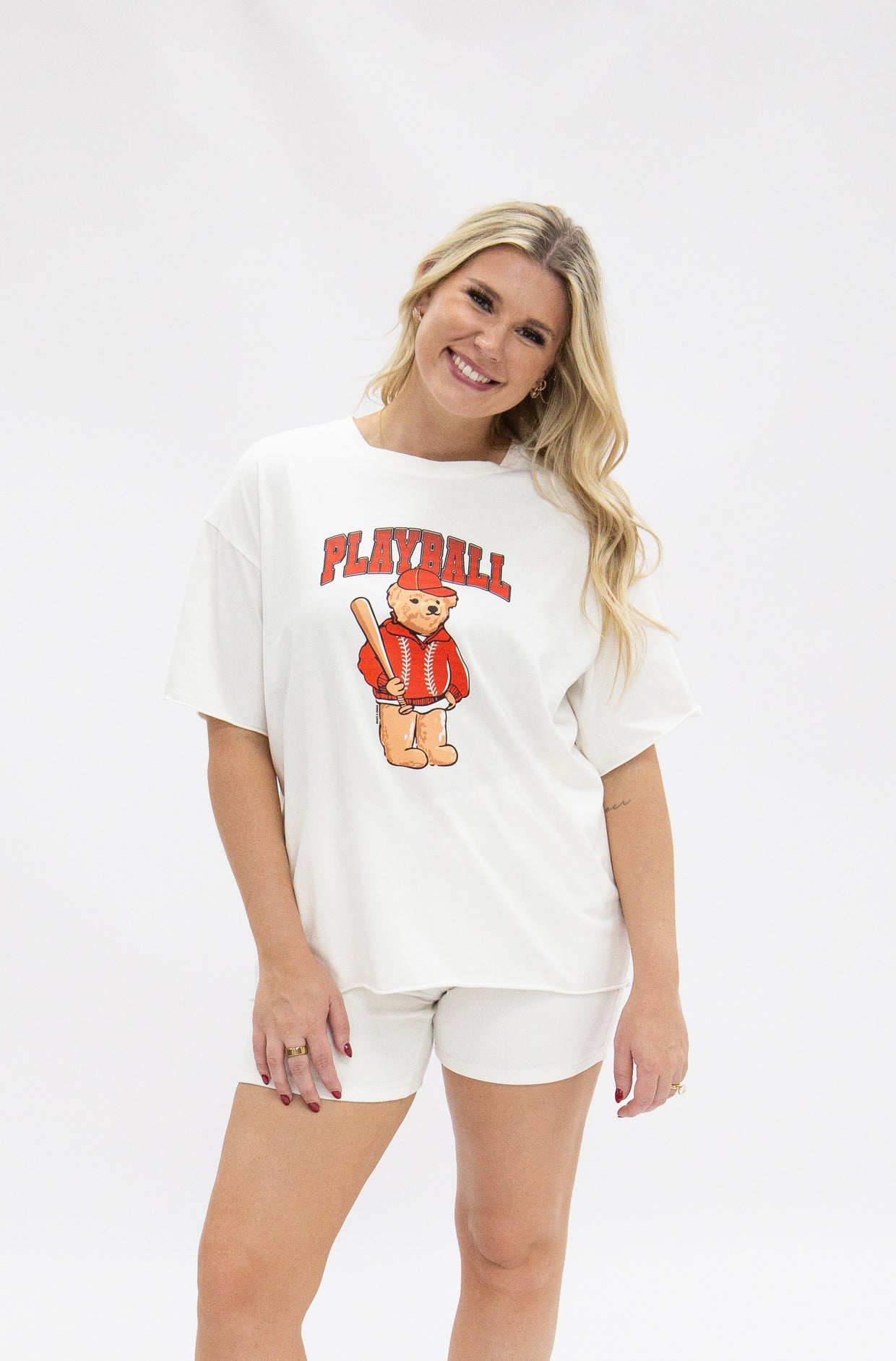 The Playball Bear Boxy Tee - White