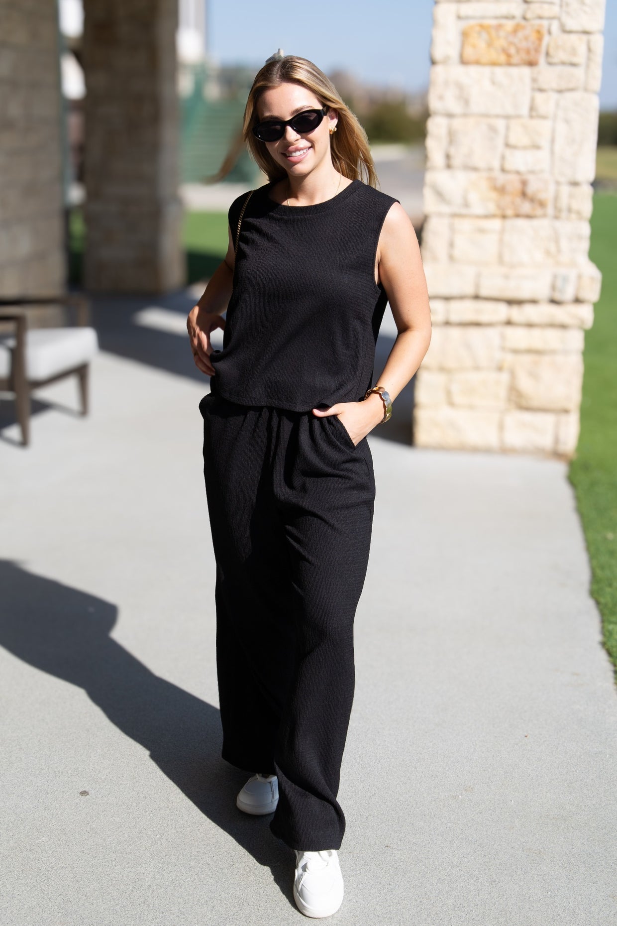 The Earhart Textured Knit Lounge Pants - Black