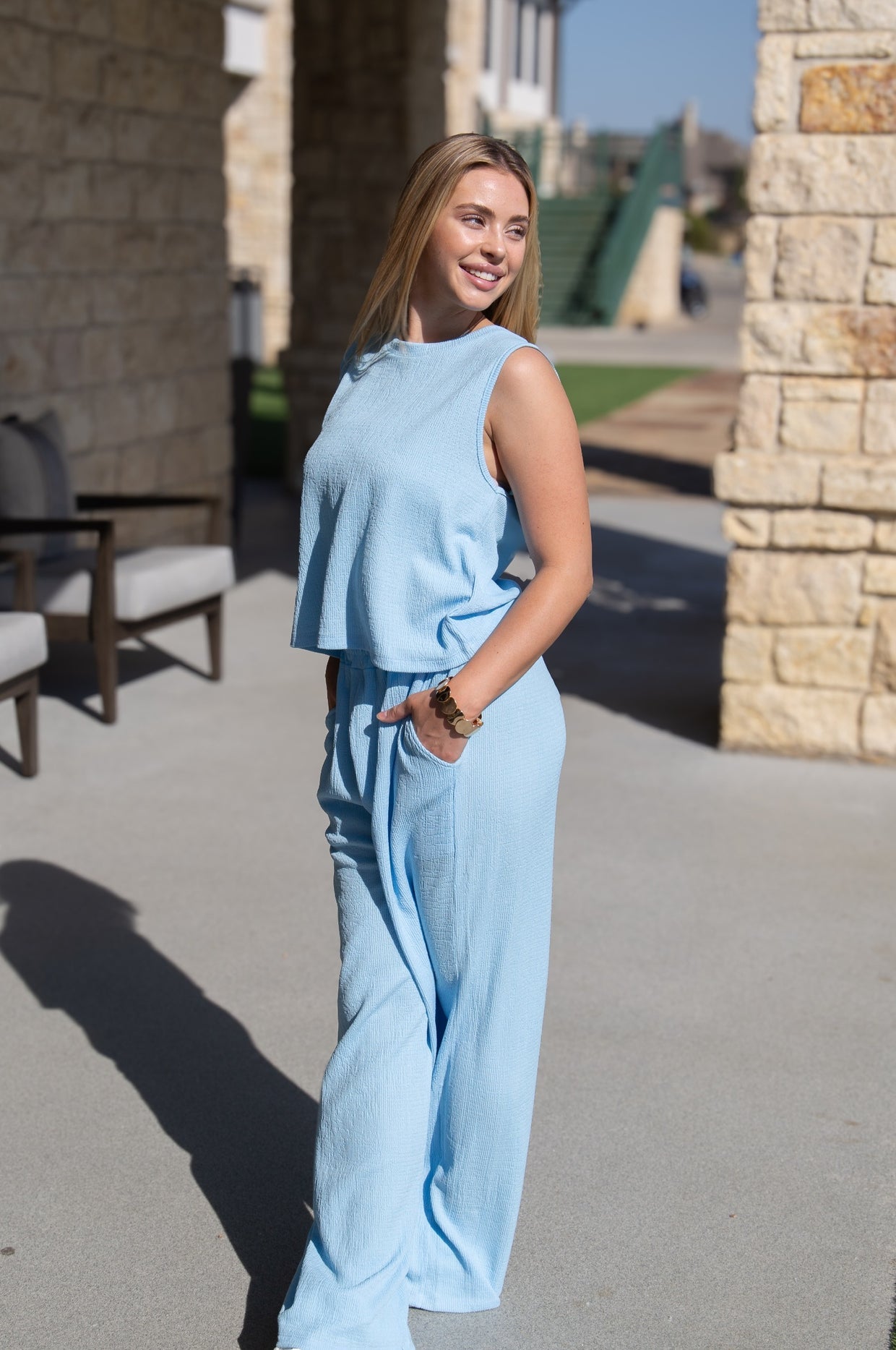 The Earhart Textured Knit Lounge Pants - Blue