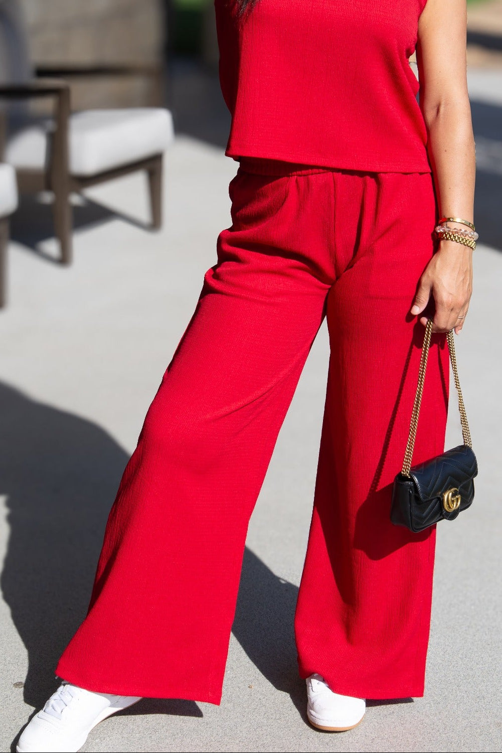 The Earhart Textured Knit Lounge Pants - Red