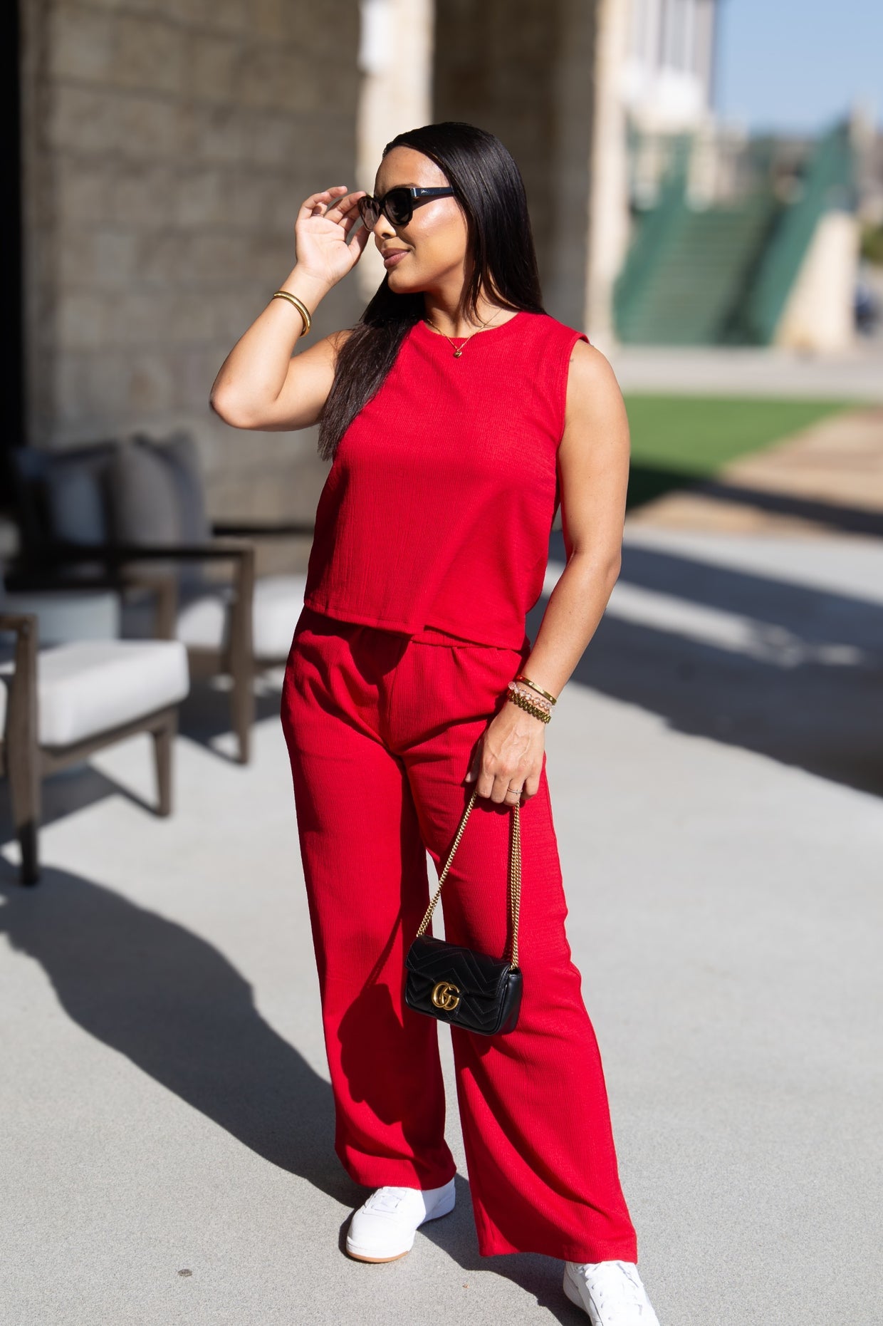 The Earhart Textured Knit Tank Top - Red