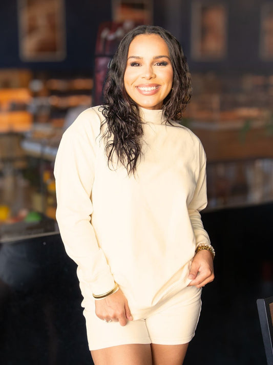 The Karly Mock Neck Sweatshirt - Ivory