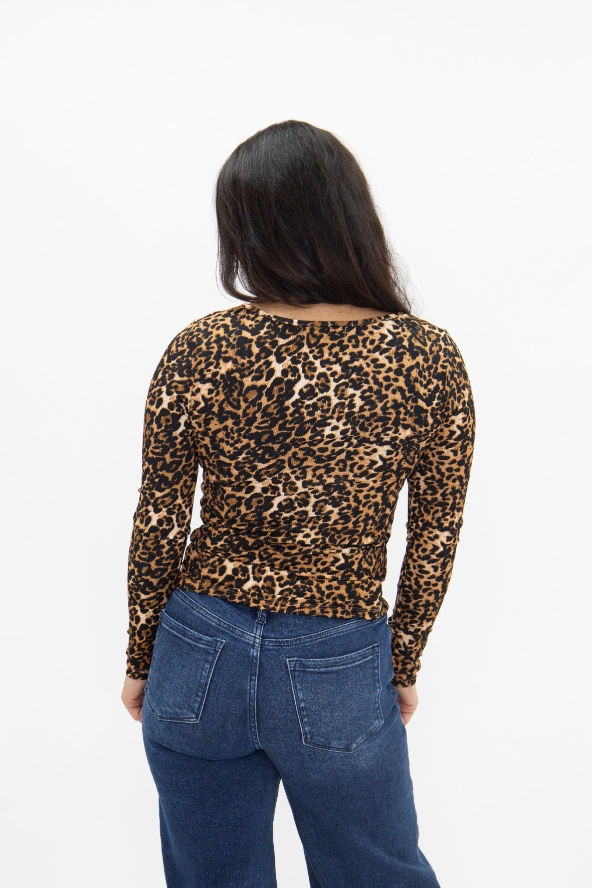 The Grace Square Neck Long Sleeve Top - Leopard