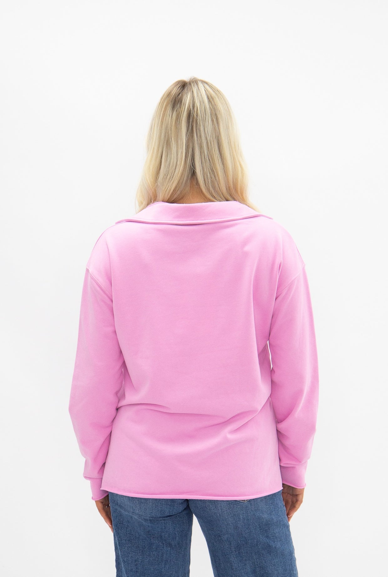The Molly V-Neck Collared Pullover - Pink
