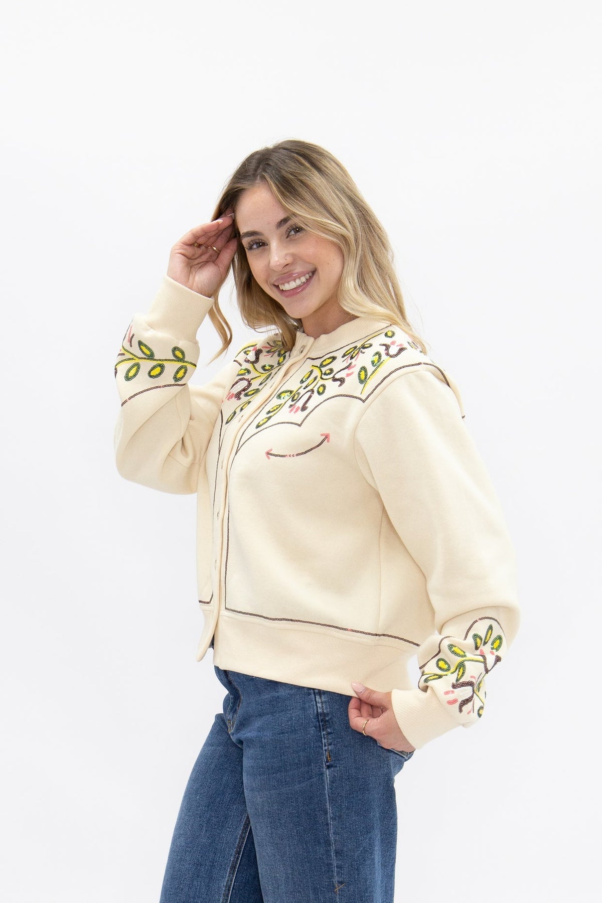 The Lainey Sequin Western Yoke Cardigan