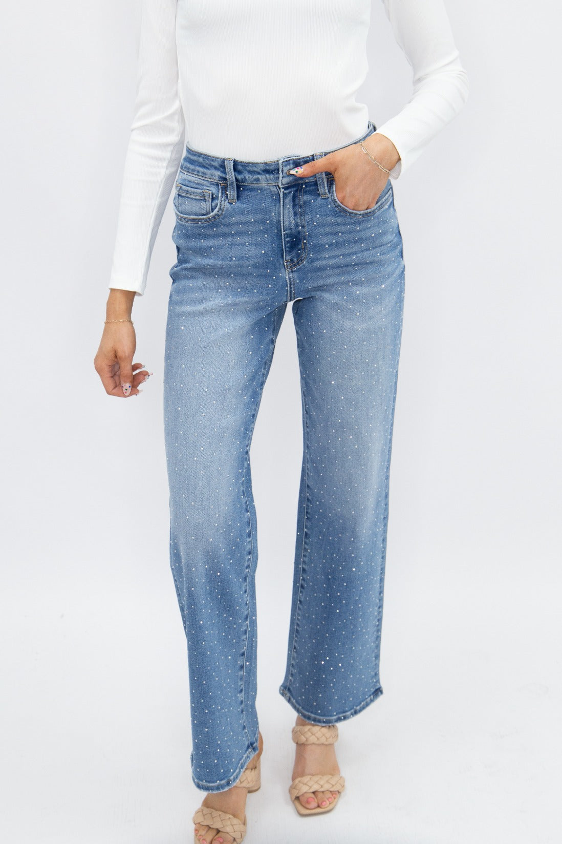 The Jensen Rhinestone Straight-Leg Jeans