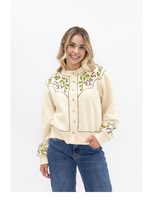 The Lainey Sequin Western Yoke Cardigan