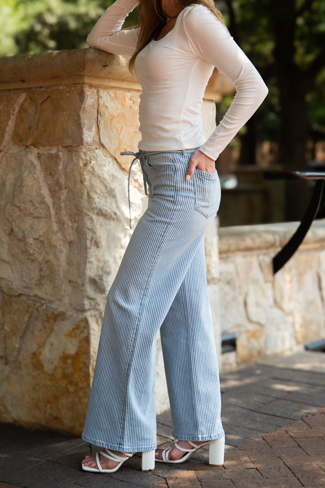 The Macklyn Striped Straight-Leg Jeans