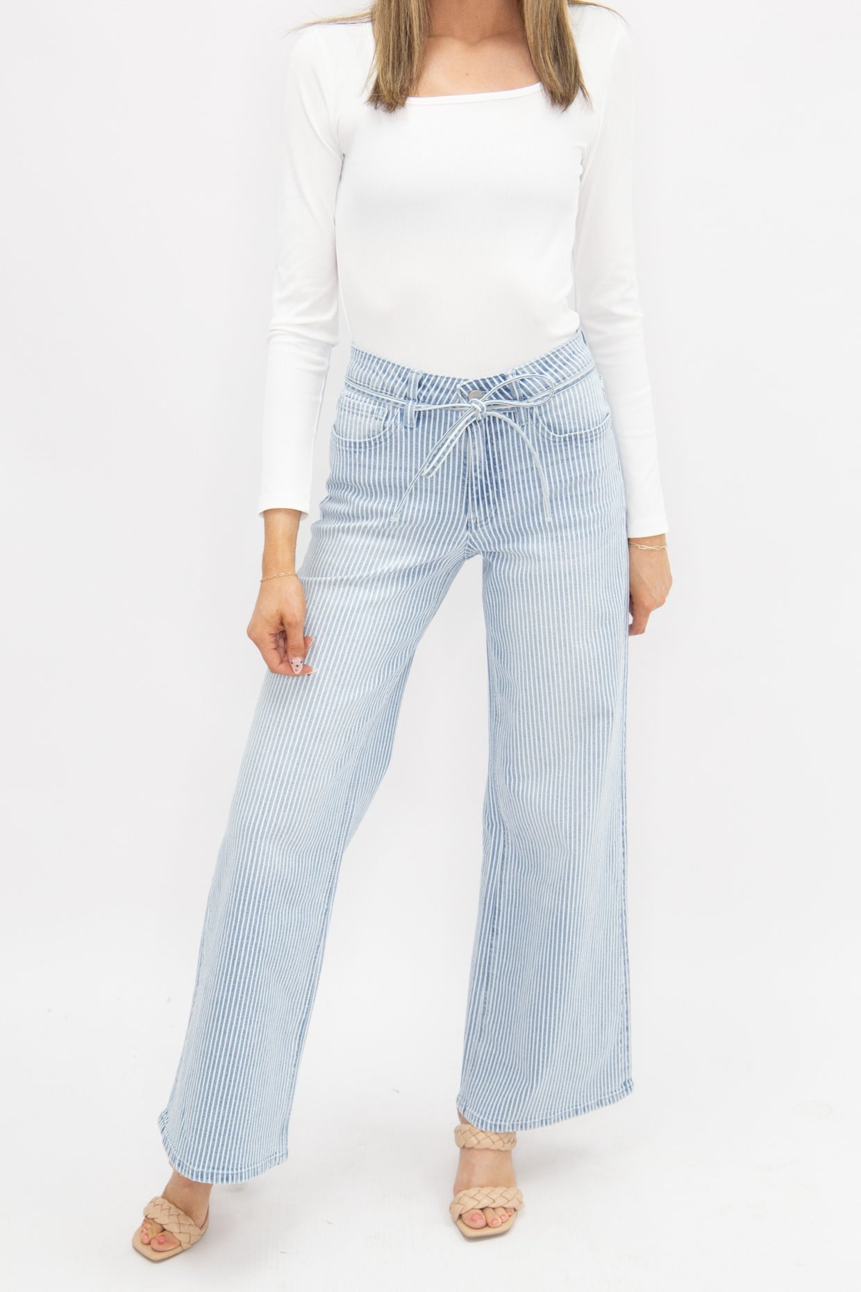 The Macklyn Striped Straight-Leg Jeans