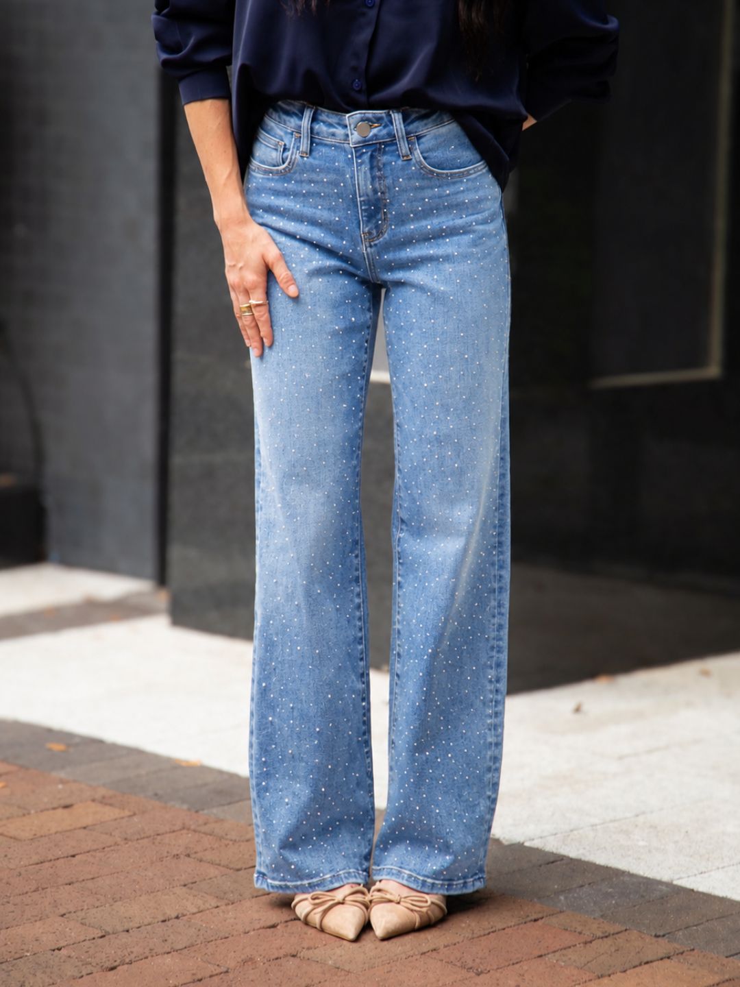The Jensen Rhinestone Straight-Leg Jeans