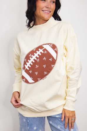 The Football Mock Neck Sweatshirt - Ivory