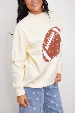 The Football Mock Neck Sweatshirt - Ivory