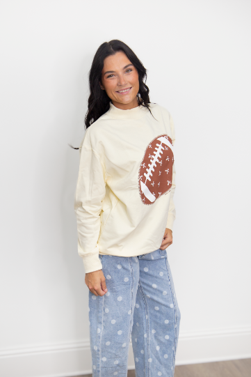 The Football Mock Neck Sweatshirt - Ivory
